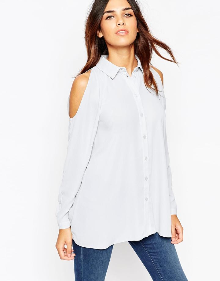 Asos Cold Shoulder Blouse - Gray