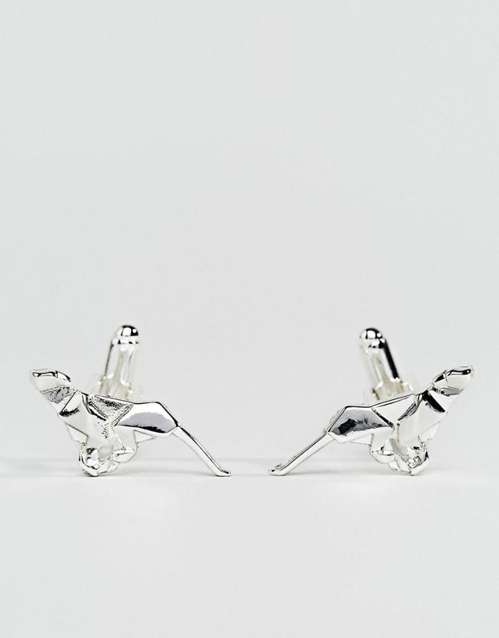 Asos Cufflinks In Origami Cheetah Design - Silver