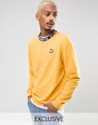 Puma High Neck Typo Crew Sweatshirt In Yellow Exclusive To Asos - Yell