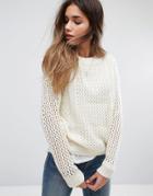 Noisy May Loose Knit Sweater - White