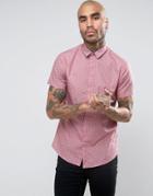 Noose & Monkey Skinny Short Sleeve Shirt In Print - Pink