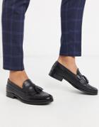 Asos Design Loafers In Black Polished Leather With Brogue Detail