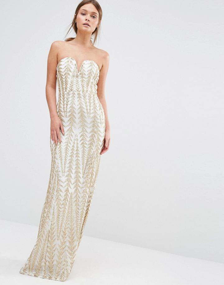 Tfnc Bandeu Sequin Maxi Dress - Gold