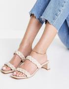 Topshop Dream Woven Mules In Buttermilk-white