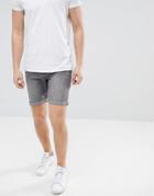 Produkt Denim Shorts In Washed Gray Denim - Gray