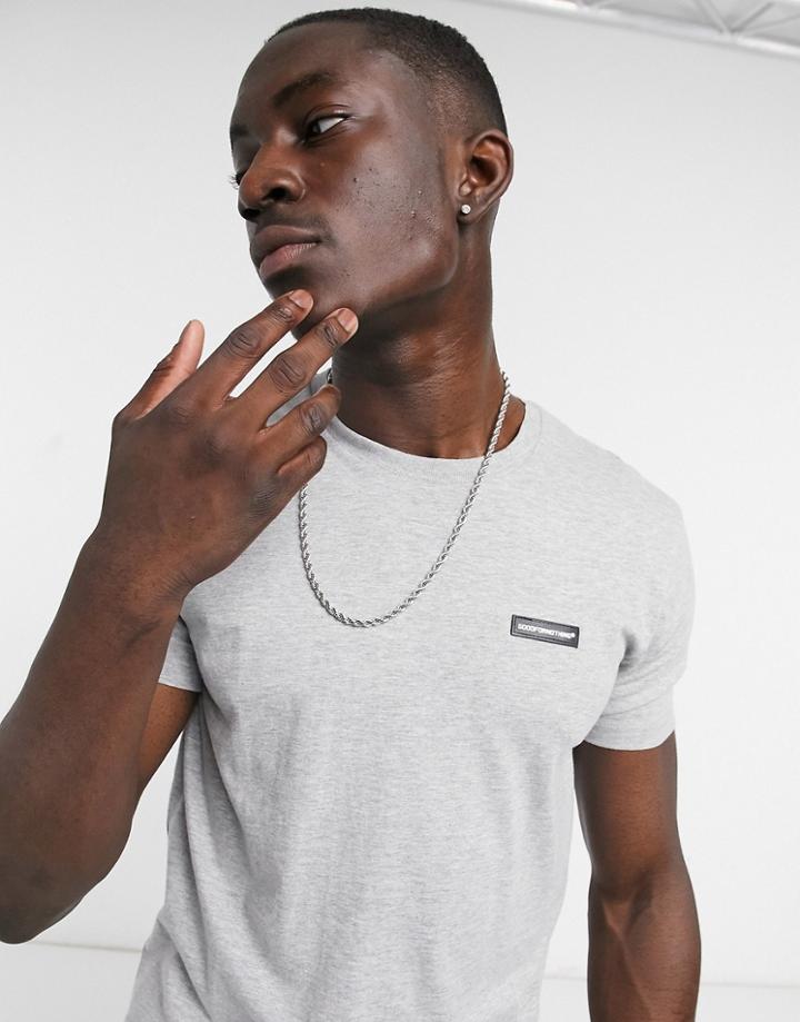 Good For Nothing Essential T-shirt With Rubber Logo In Gray-grey