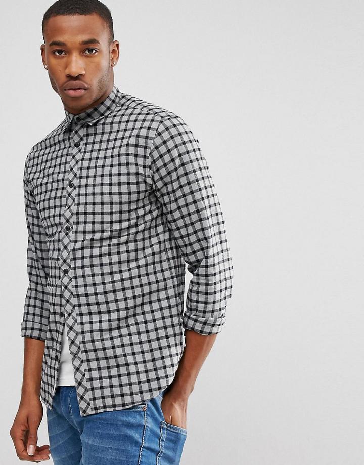 Jack & Jones Core Check Shirt In Slim Fit - Black