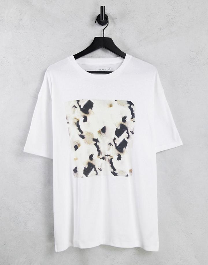 Topman Oversized T-shirt With Sublimated Chest Box Print In White