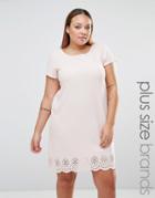 Praslin Plus Shift Dress With Laser Cut Hem - Blush