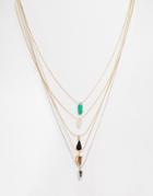 Ashiana Multi Row Crystal Necklace - Gold