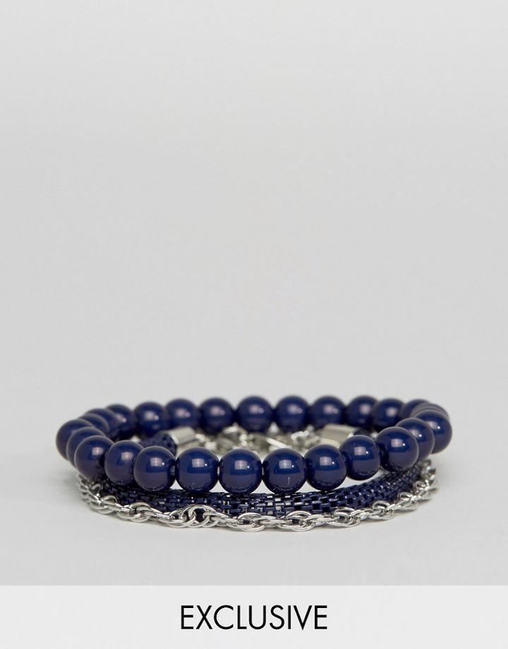 Designb London Navy Bracelets In 3 Pack - Navy