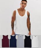 Asos Design Organic Tank In 5 Pack Save - Multi