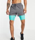 South Beach 2-in-1 Shorts In Gray And Green