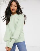 Urban Bliss Volume Sleeve Knitted Sweater In Light Green