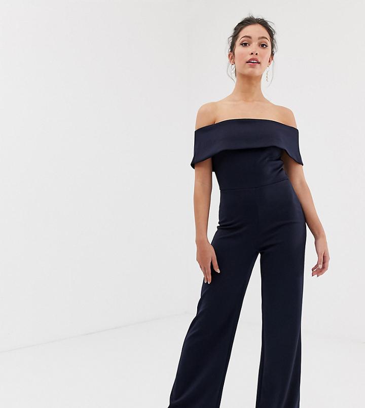 True Violet Exclusive Off The Shoulder Jumpsuit In Navy