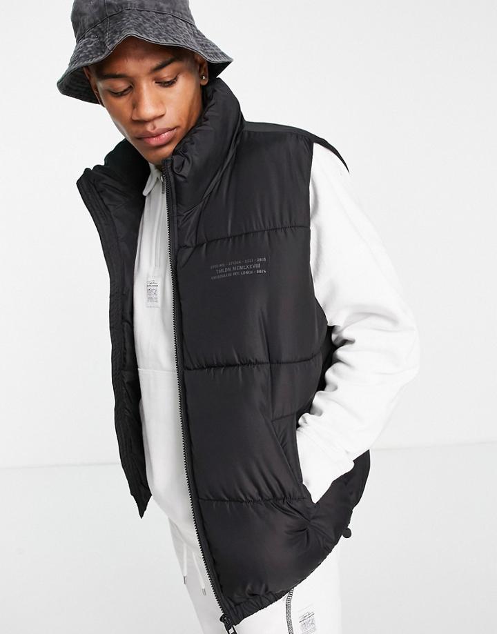 Topman Puffer Vest In Black - Black