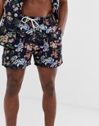 Another Influence Two-piece Floral Print Swim Shorts - Navy