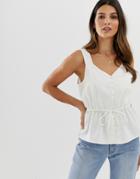 Y.a.s Button Down Tie Waist Top In White - White