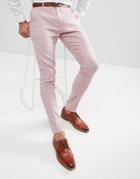 Asos Wedding Super Skinny Smart Pants In Pink Linen - Pink