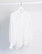 Asos Design Long Sleeve Soft Shirt With Cut Out Detail In Ivory-white