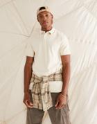 Asos Design Smart Rib Polo In Off White-neutral