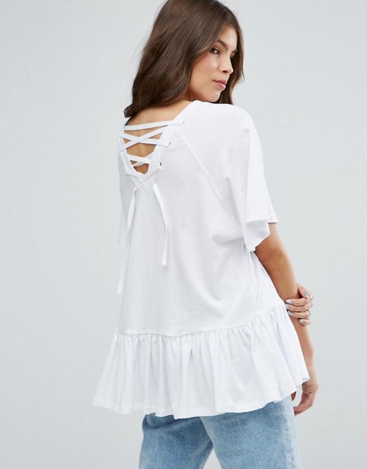 Asos Oversized Swing Top With Cross Back - White