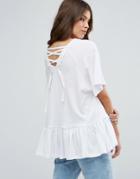 Asos Oversized Swing Top With Cross Back - White