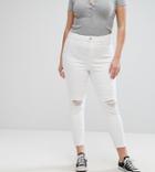 New Look Curve Ripped Skinny Jeans - White