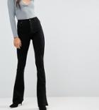Asos Design Tall Bell Flare Jeans In Clean Black With Pressed Crease - Black