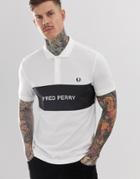 Fred Perry Printed Panel Pique Polo In White - White