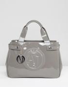 Armani Jeans Small Patent Tote Bag In Taupe - Beige