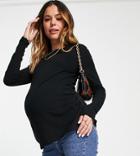 Asos Design Maternity Ultimate Slim Fit T-shirt With Long Sleeves In Cotton In Black - Black