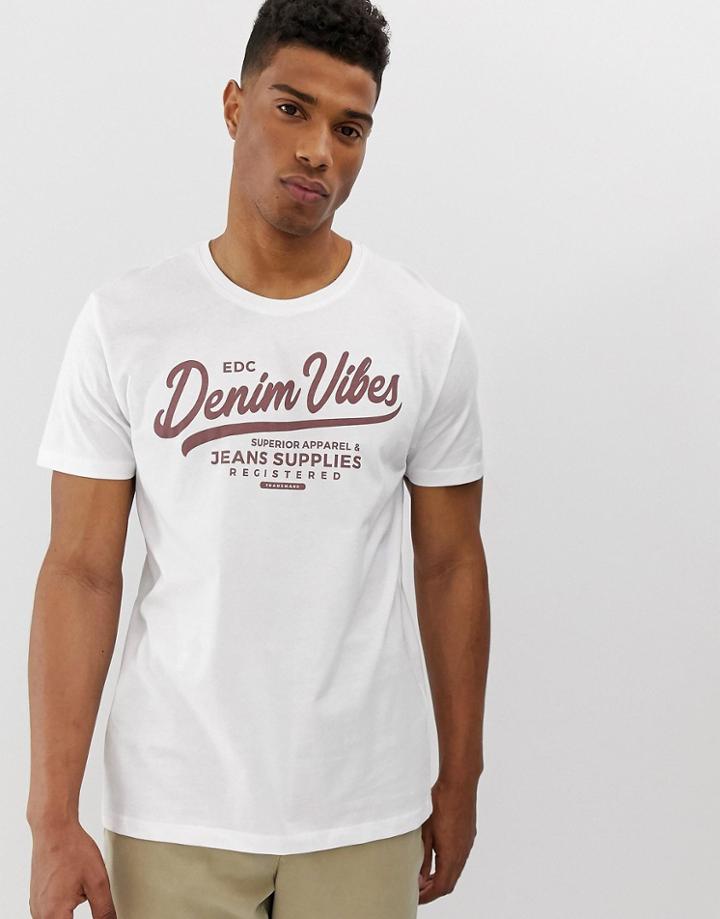 Esprit T-shirt With Denim Vibes - White