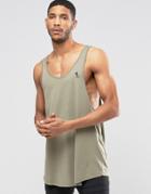 Religion Loose Fitting Tank In Longline With Curved Hem - Green