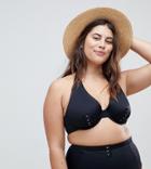 Asos Curve Mix And Match Underwired Bikini Top With Hook And Eye - Black