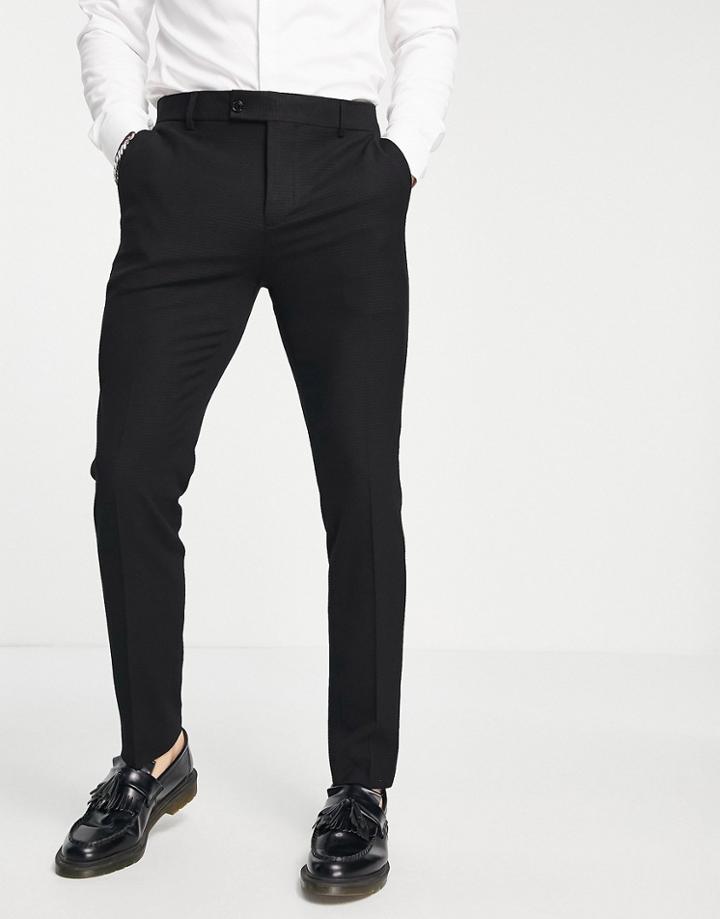 Bolongaro Trevor Skinny Fit Seersucker Cropped Suit Pants-black