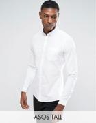 Asos Tall Stretch Slim Oxford Shirt In White - White