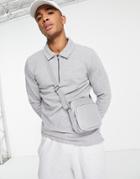 Only & Sons Sweat Polo 1/4 Zip In Gray-grey