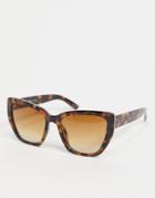 Selected Femme Square Sunglasses In Tort-brown