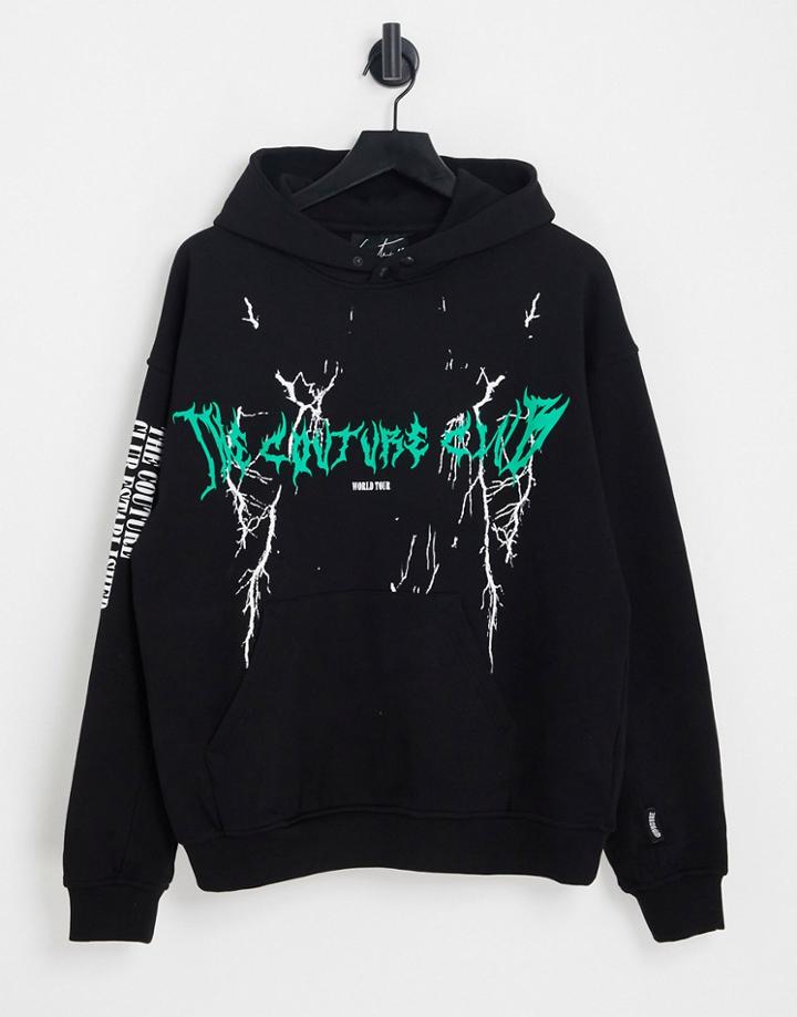 The Couture Club Hoodie In Black With Gothic Logo Print