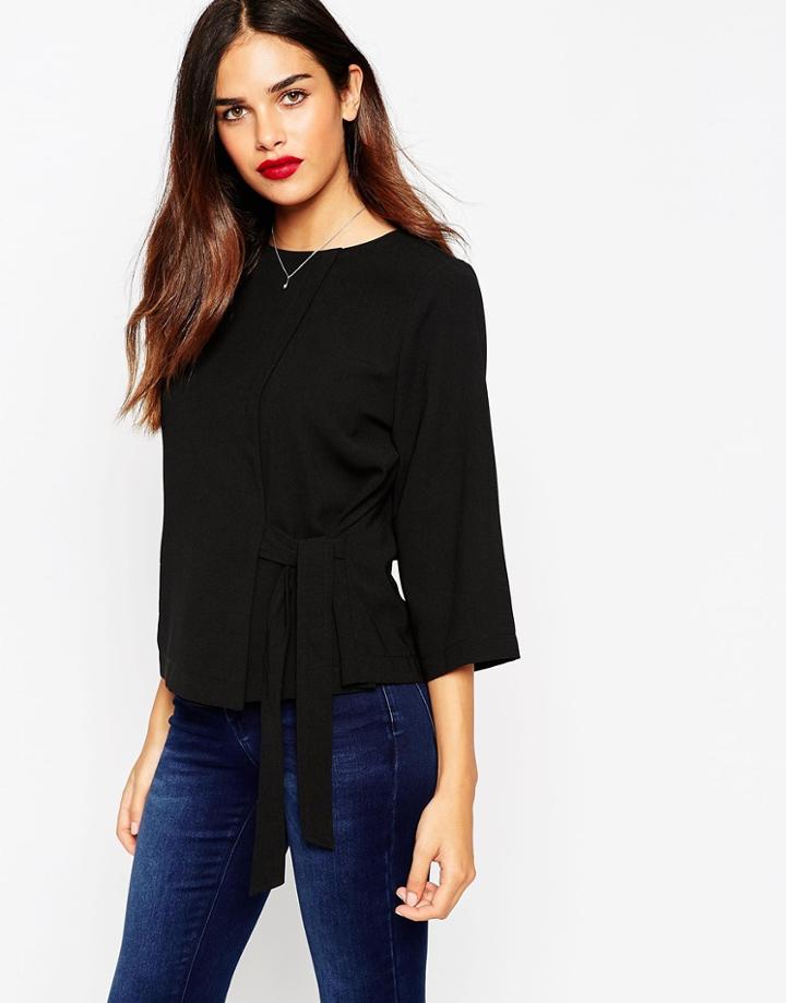 Asos Wrap Front Top - Black