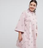 Asos Design Curve All Over Embellished Shift Mini Dress - Pink