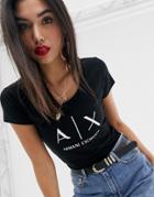 Armani Exchange Scoop Neck Logo Tee - Black