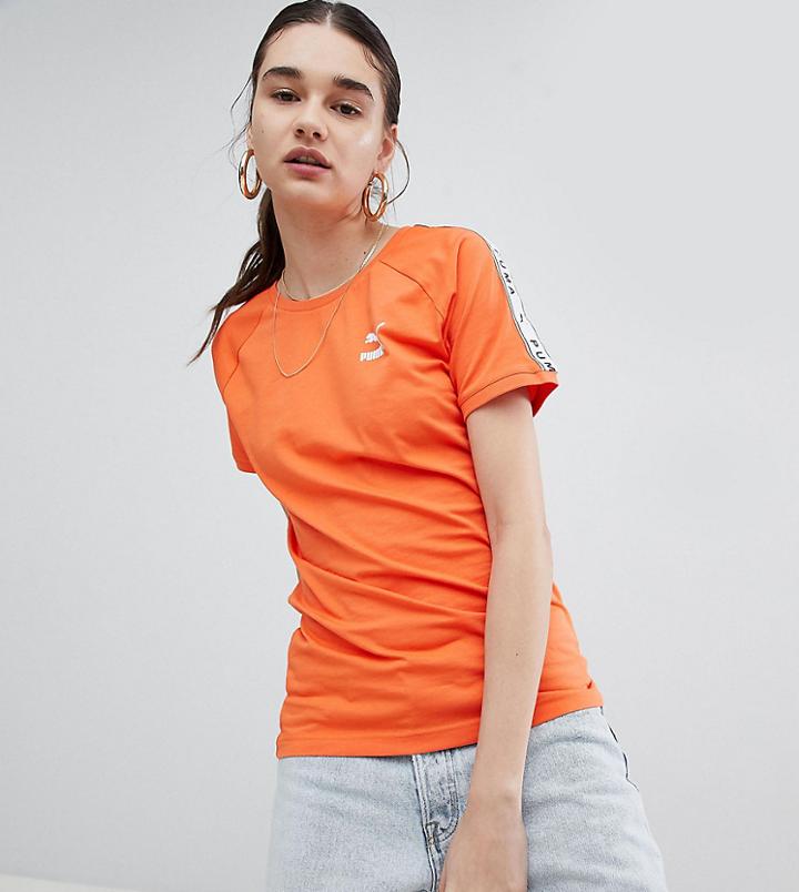 Puma Exclusive To Asos T-shirt With Taping In Orange - Orange