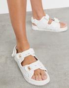 Public Desire Carmen Chunky Grandad Sandals In White Boucle