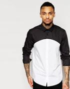 Asos Shirt In Long Sleeve With Cut And Sew - White