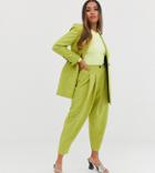 Asos Design Petite High Waisted 80s Exaggerated Tapered Pants In Citrus Pop - Green