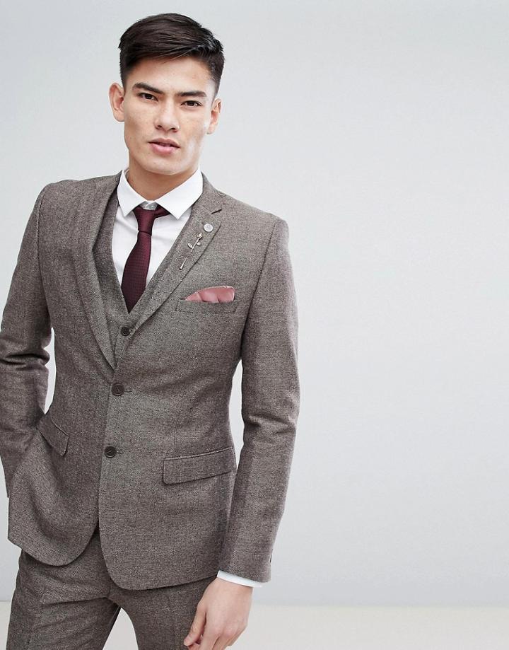 French Connection Semi Plain Donegal Slim Fit Suit Jacket