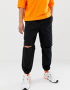 Asos Design Tapered Sweatpants In Black With Detachable Legs - Black