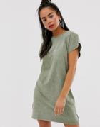Bershka T-shirt Dress In Khaki-green